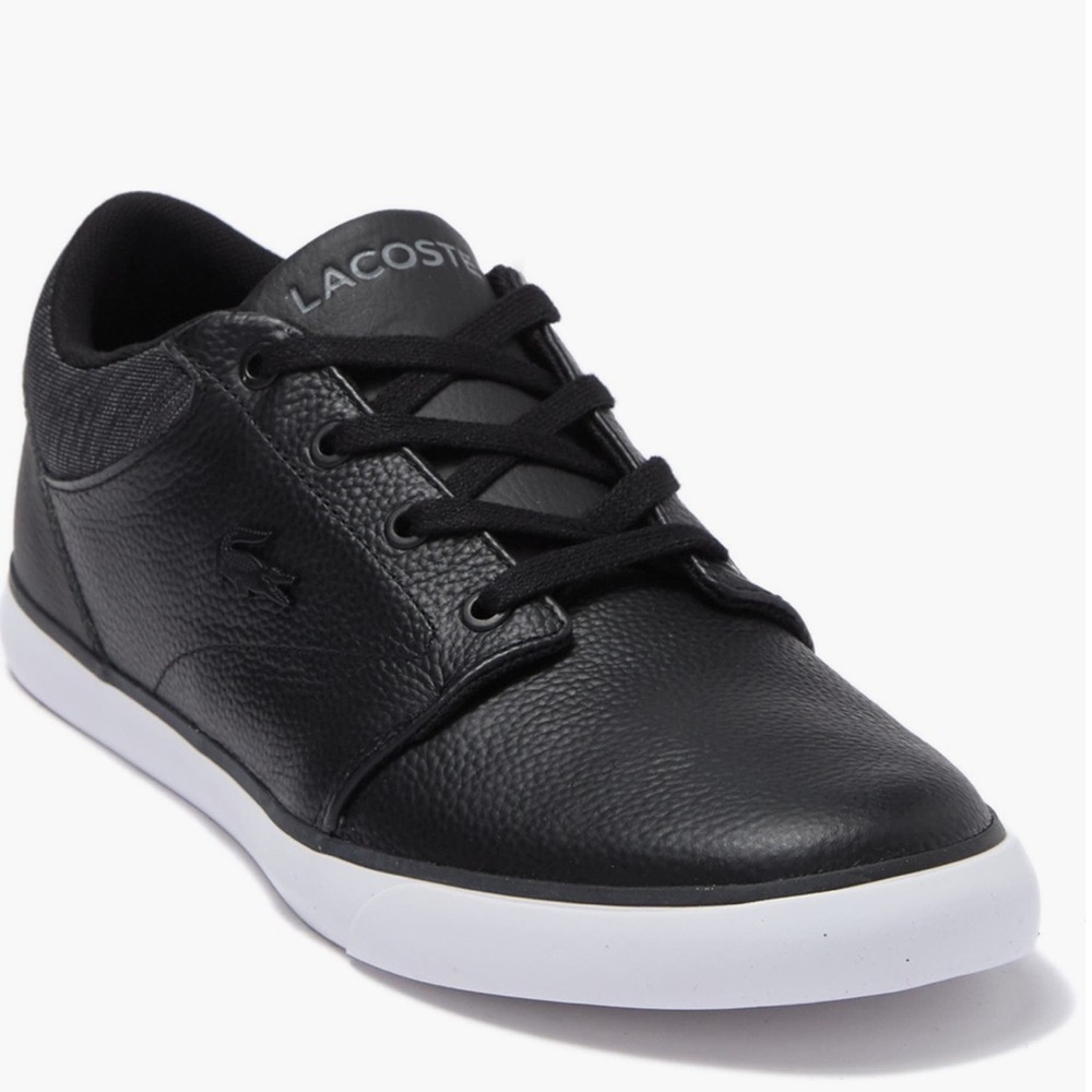 Lacoste Minzah Low-Profile Black Faux-Leather Sneakers